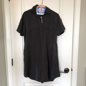 Charcoal Collared Swing Dress